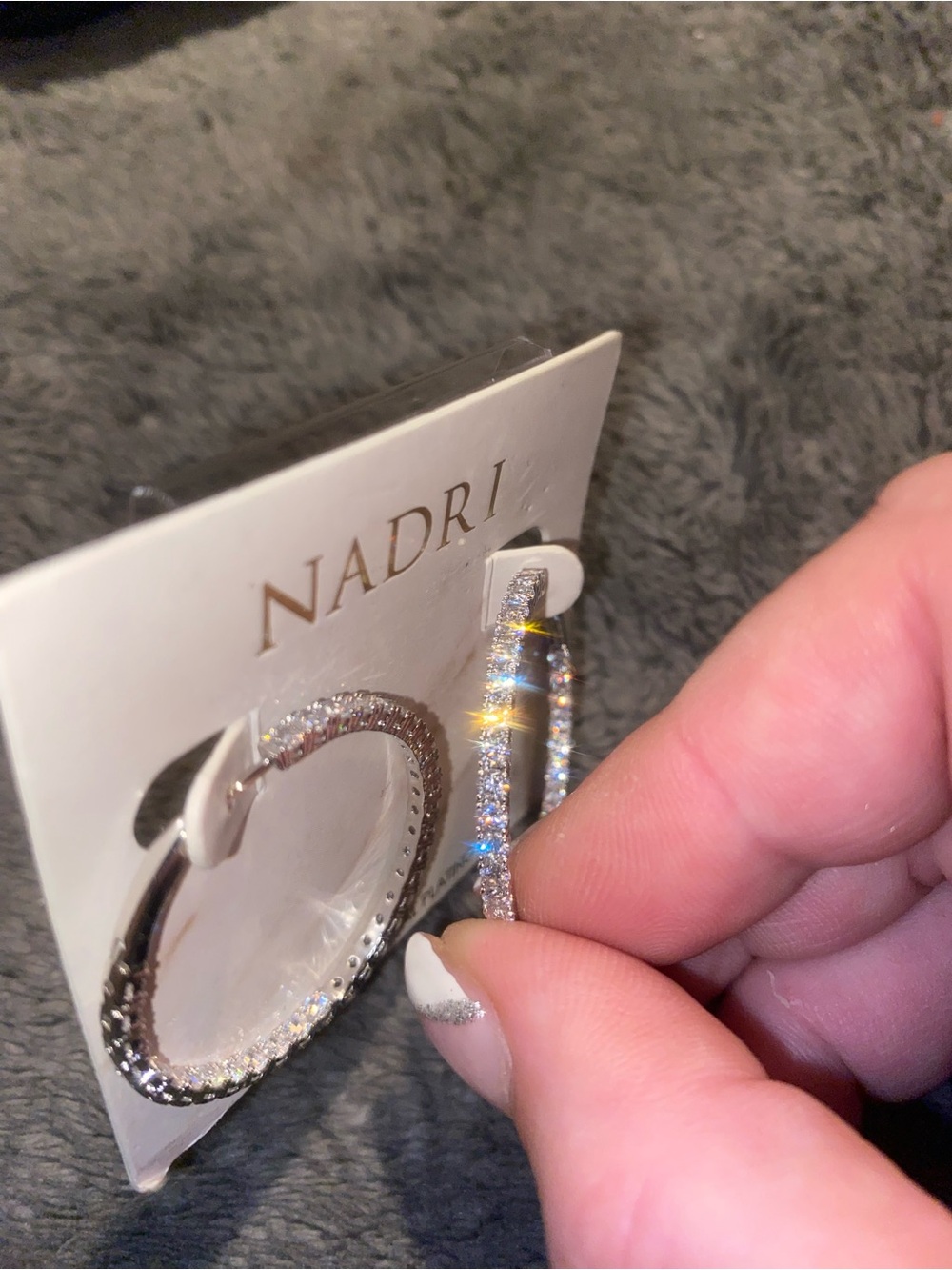 Nadri Silver Crystal Pavé Hoop Earrings - Sparkling Clear